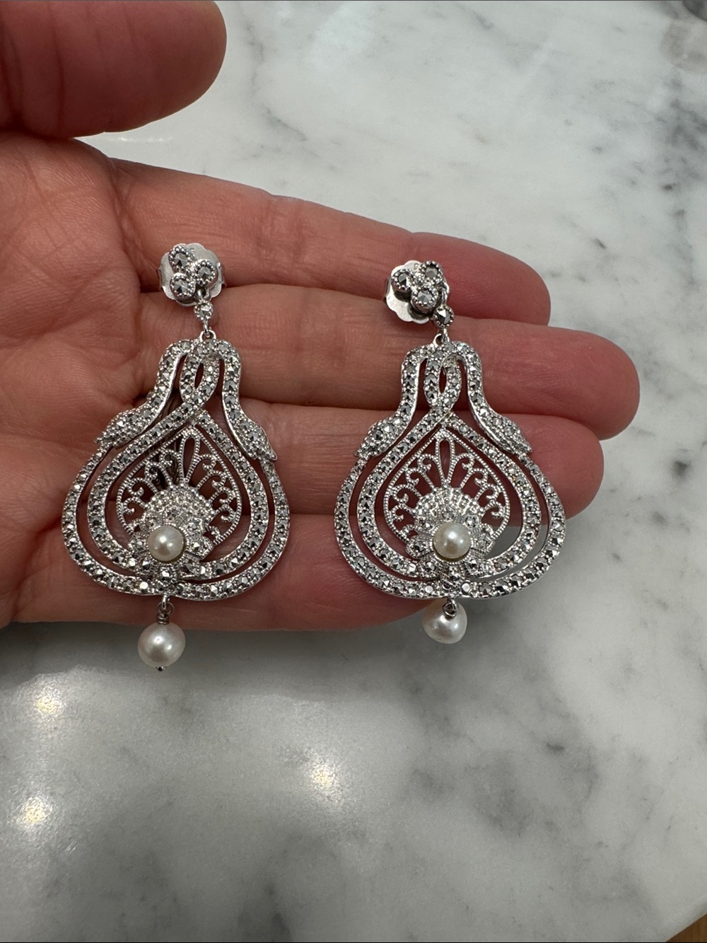Sterling silver pearl earrings
